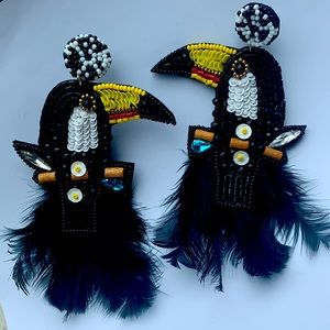 Beaded / Feathered Toucan Earrings